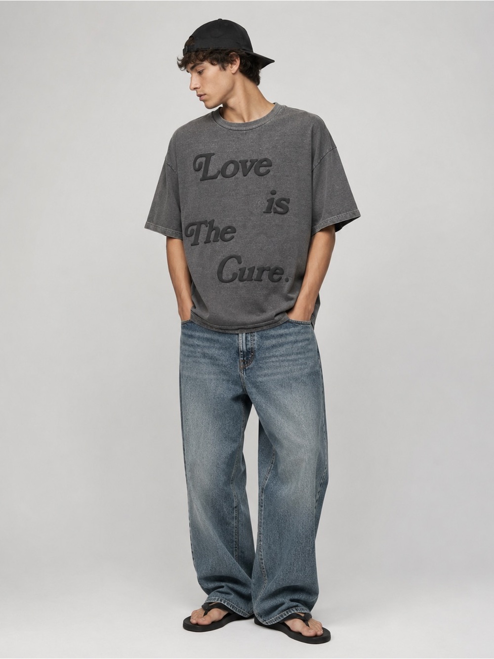 PacSun Washed Gray 'Love is The Cure' Graphic Tee